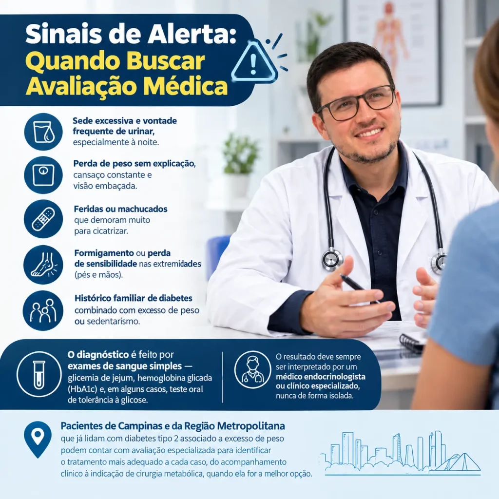Sinais de alerta do diabetes e avaliação médica com endocrinologista em Campinas Dr. Giacomo Gallo